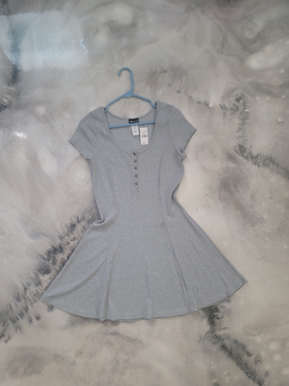 Wet Seal Light Gray Henley Fit & Flare Mini Dress